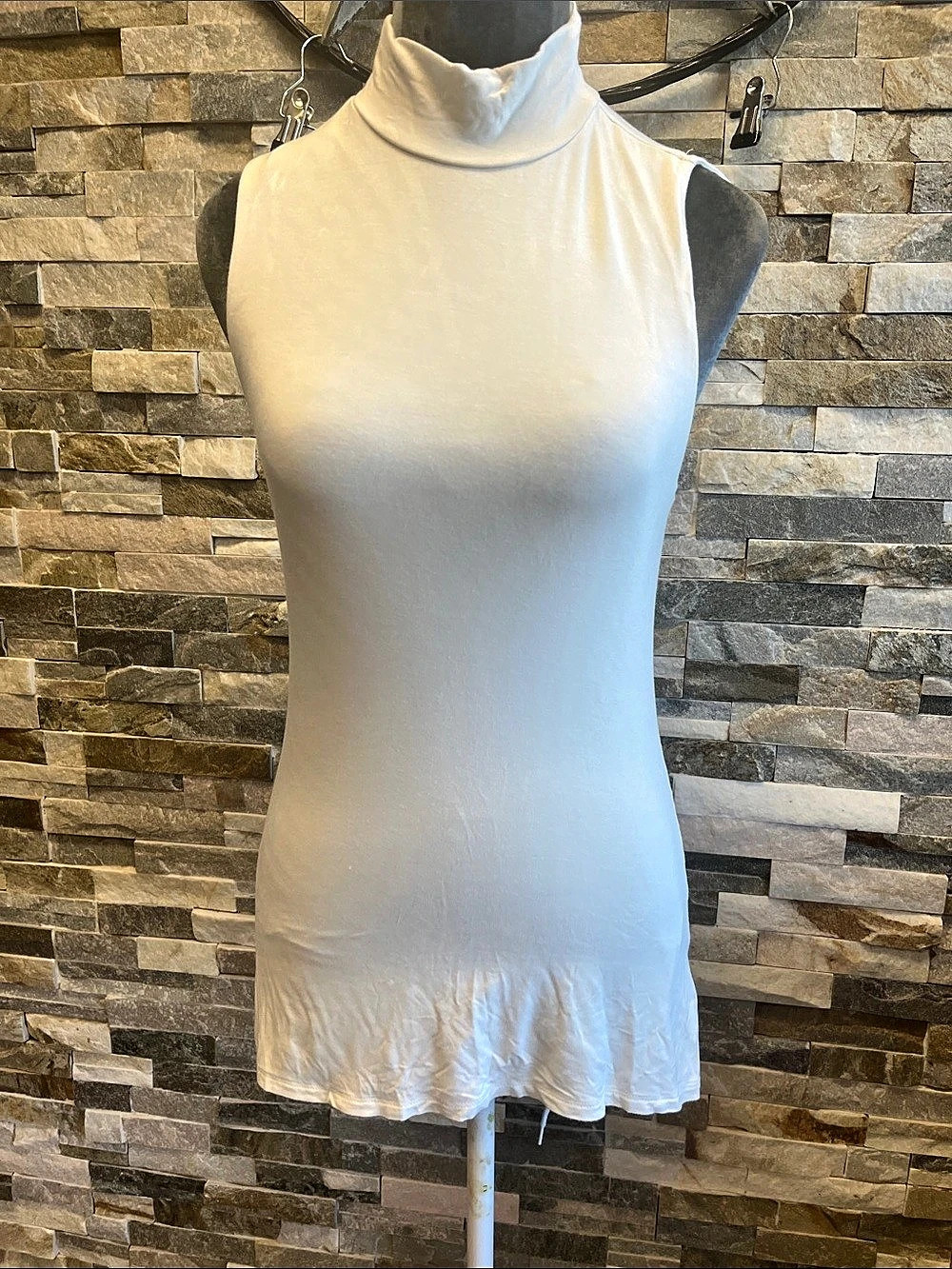 White Mock Neck Sleeveless Top